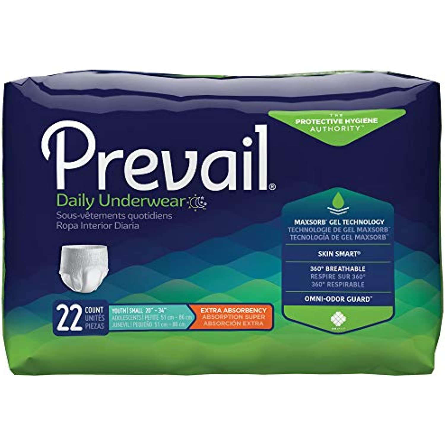 Prevail Extra Absorbency Incontinence Underwear, Youth/Small Adult