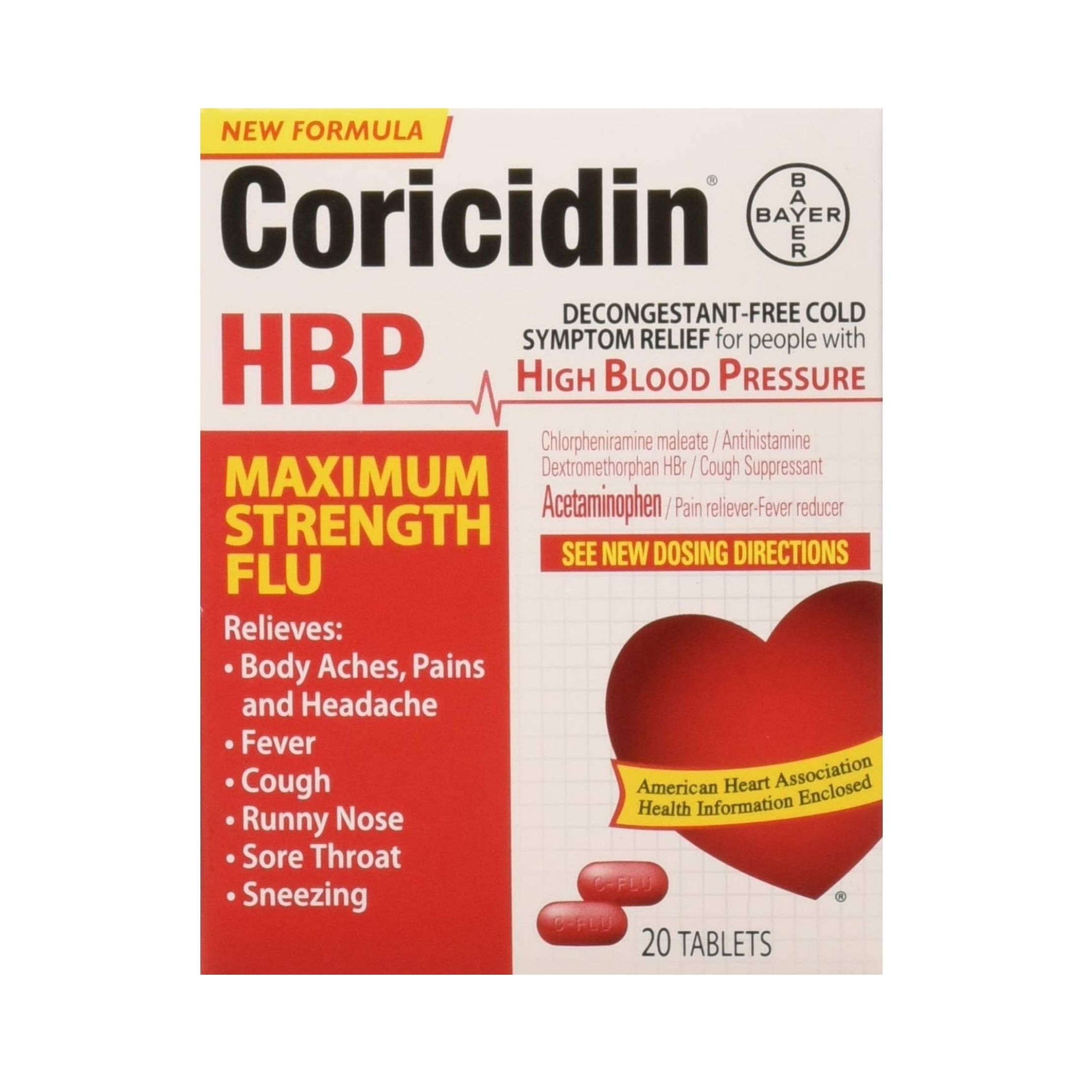 Coricidin Cold Symptom Relief, Maximum Strength Flu, Decongestant Free, Tablets