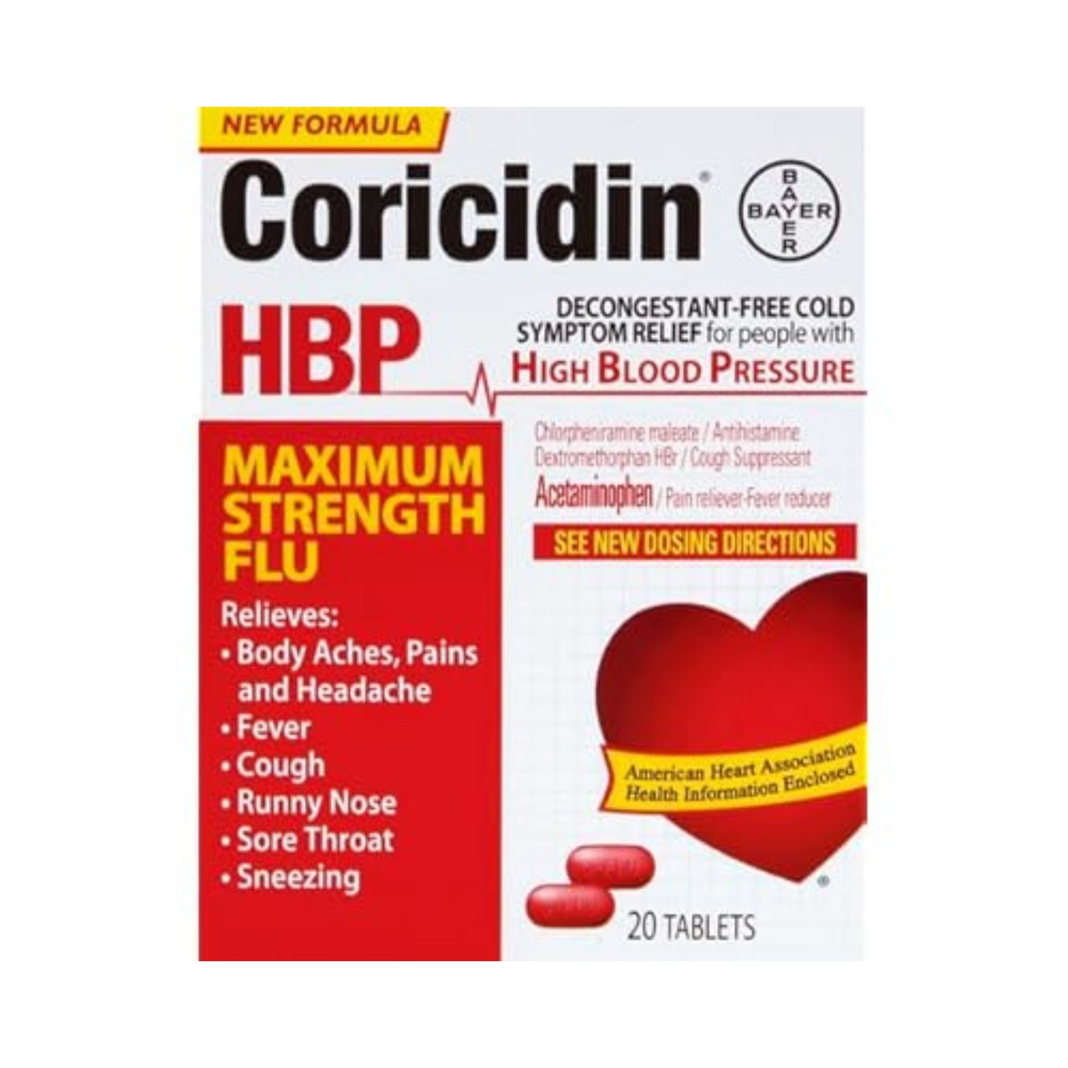 Coricidin Cold Symptom Relief, Maximum Strength Flu, Decongestant Free, Tablets