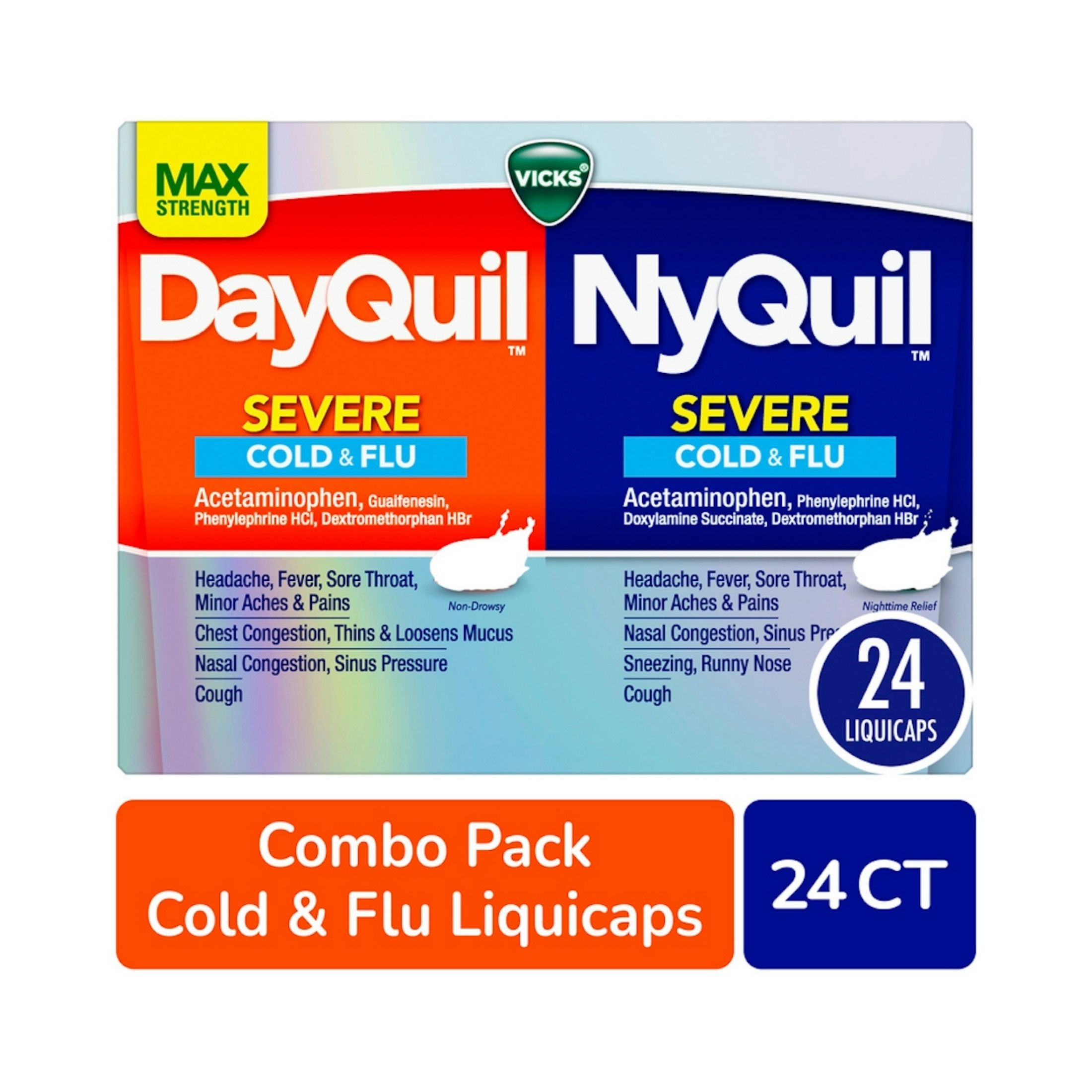 Vicks Cold & Flu, Severe, Max Strength, Liqui Caps