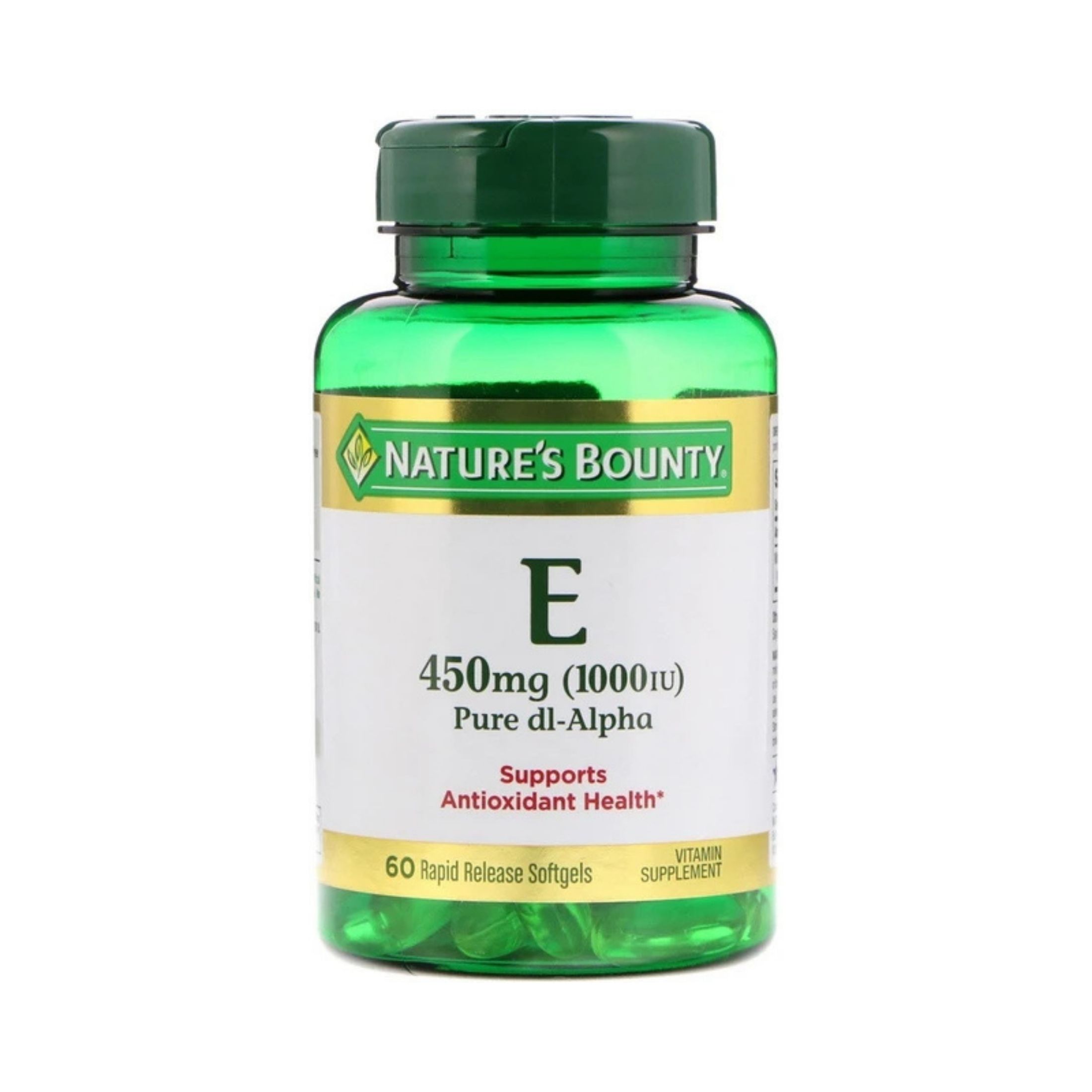 Nature's Bounty Vitamin E, Pure Dl-Alpha, 450 Mg (1000 IU), Rapid Release Softgels