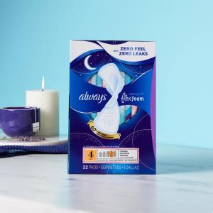 Always InFinity FlexFoam Pads With Wings Overnight Absorbency Size 4 Unscented