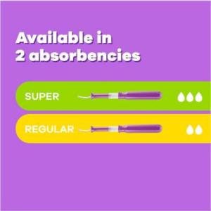 Tampax Radiant Tampons Regular Absorbency With Bpa Free Plastic Applicator And Leak Guard Braid, Unscented