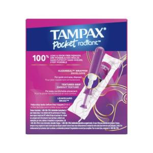 Tampax Radiant Tampons Regular Absorbency With Bpa Free Plastic Applicator And Leak Guard Braid, Unscented