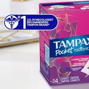 Tampax Radiant Tampons Regular Absorbency With Bpa Free Plastic Applicator And Leak Guard Braid, Unscented