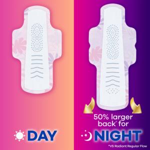 Always Radiant Pads, With Flex Foam, Overnight, Light, Clean Scent, Size 4