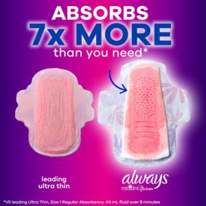 Always Radiant Pads, With Flex Foam, Overnight, Light, Clean Scent, Size 4