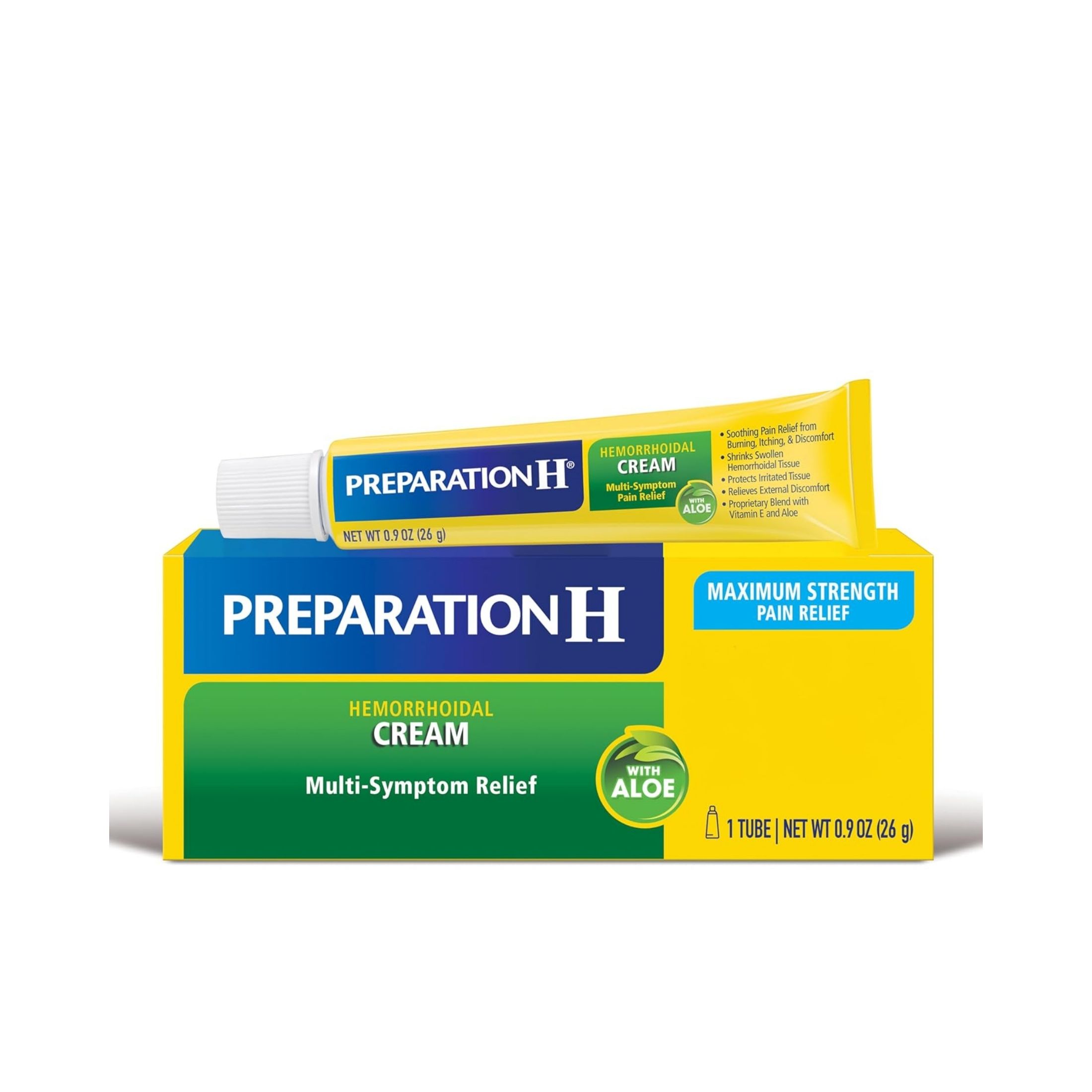 Preparation H Hemorrhoid Symptom Treatment Cream , Maximum Strength Multi-symptom Pain Relief With Aloe