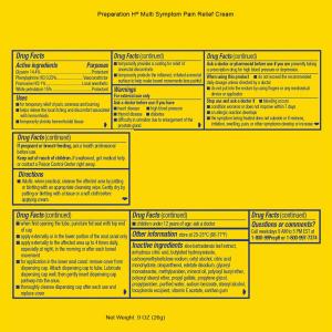Preparation H Hemorrhoid Symptom Treatment Cream , Maximum Strength Multi-symptom Pain Relief With Aloe