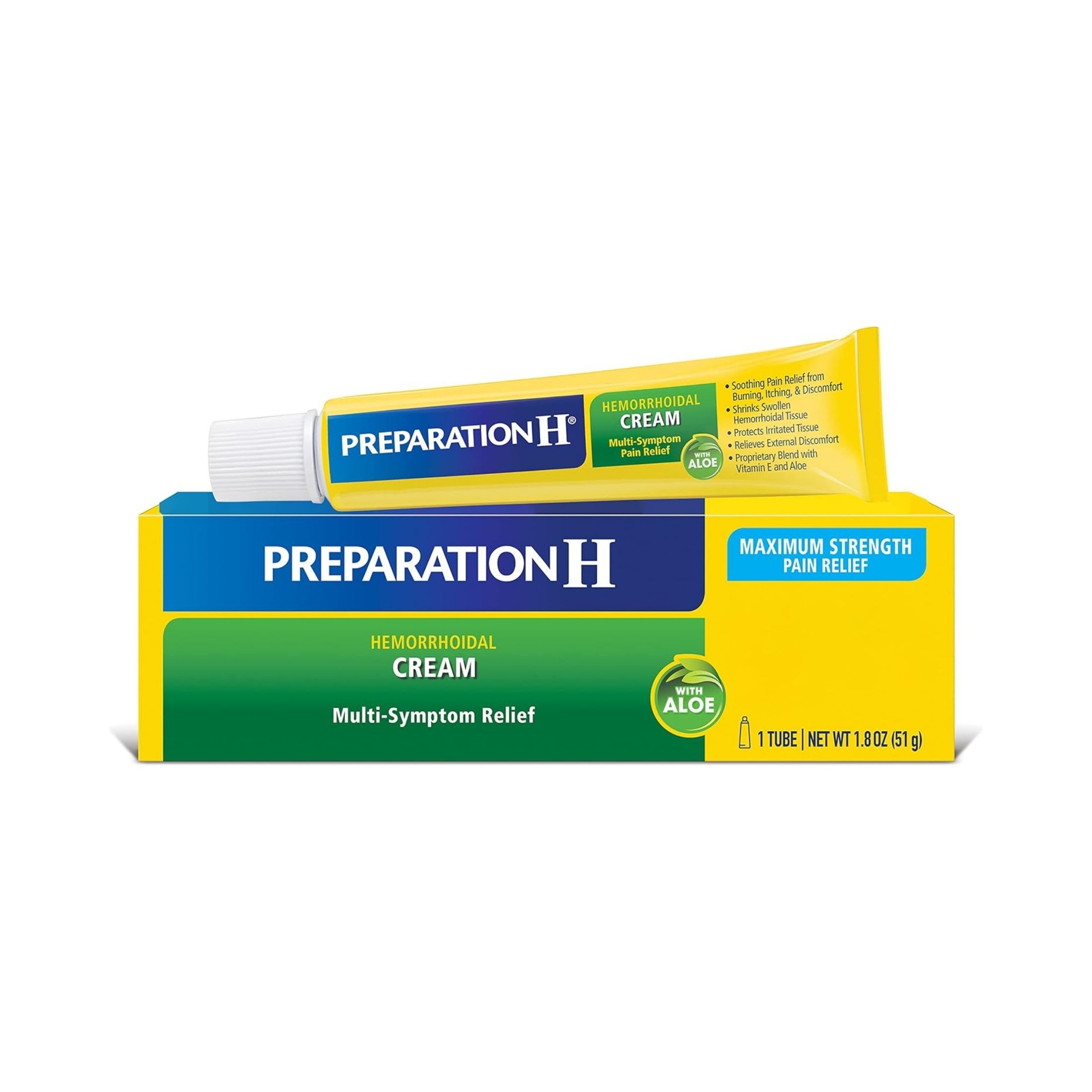 Preparation H Hemorrhoid Symptom Treatment Cream, Multi-Symptom Pain Relief With Aloe, Tube