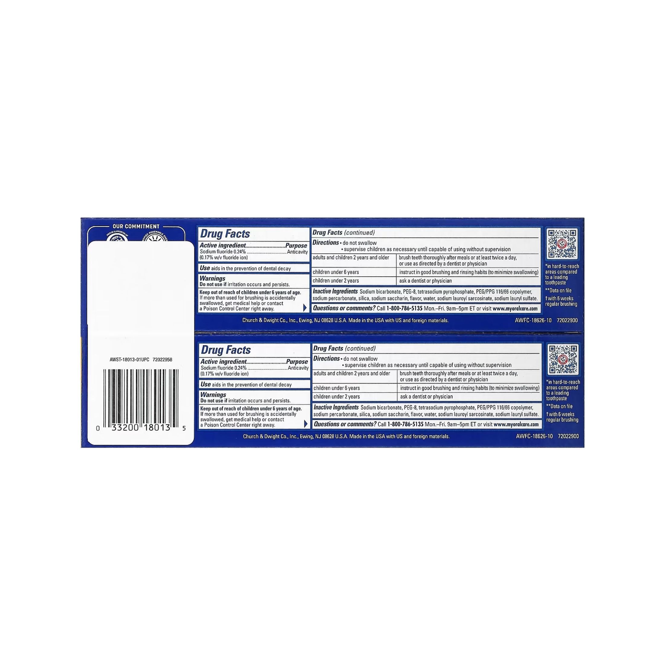 Arm & Hammer PeroxiCare Clean Mint Anticavity Fluoride Toothpaste Value 2 Pack 2 6.0 Oz Packs