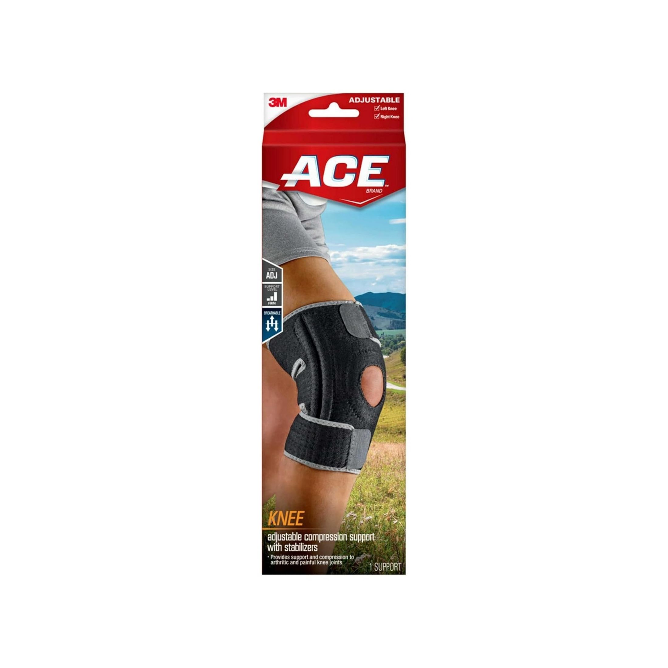 Ace Adjustable Knee Brace With Dual Side Stabilizers, Firm Support