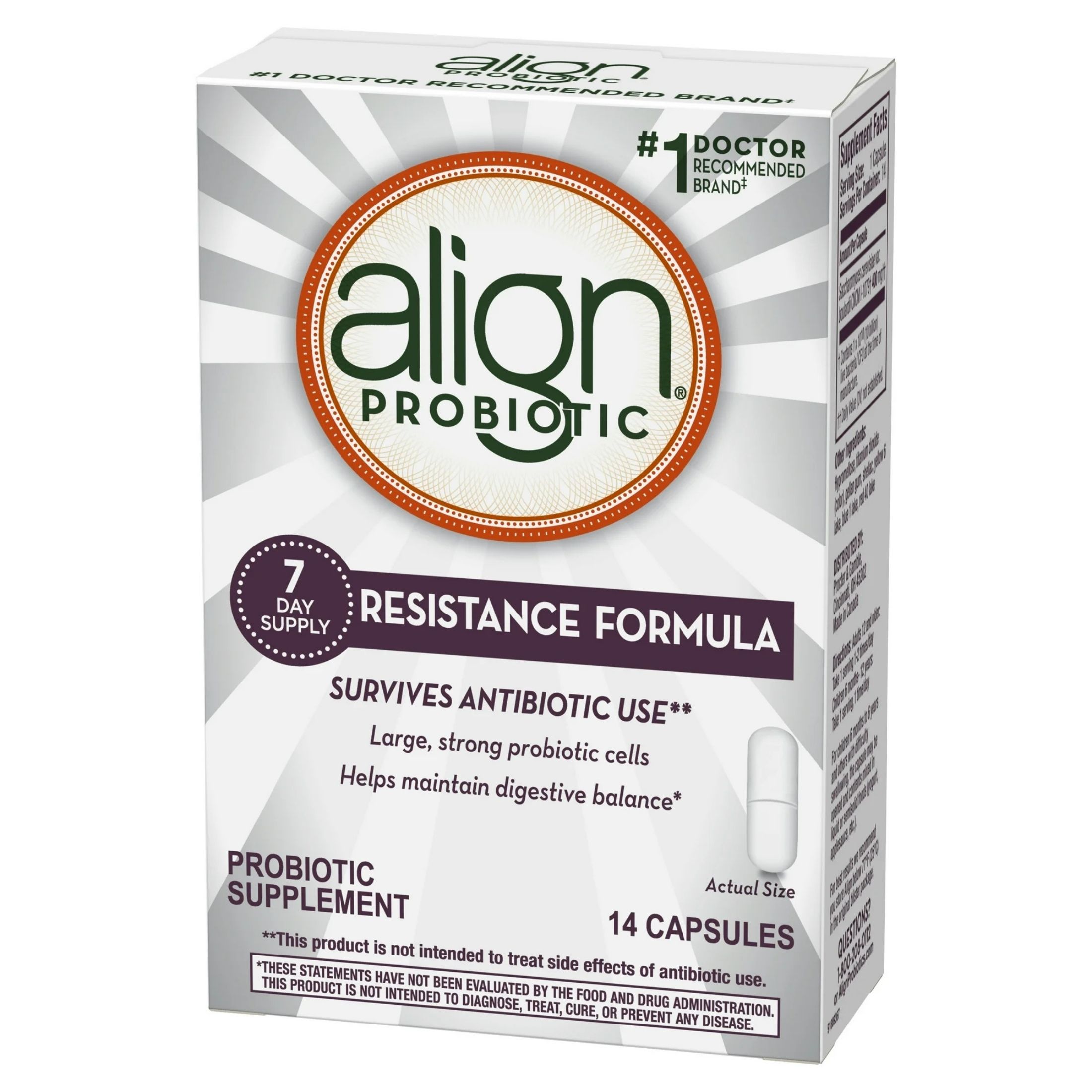 Align Resistance Formula Probiotic Supplement, Survives Antibiotic Use, 14 Capsules, Saccharomyces Boulardi CNCM1-1079, #1 Doctor Recommended Brand