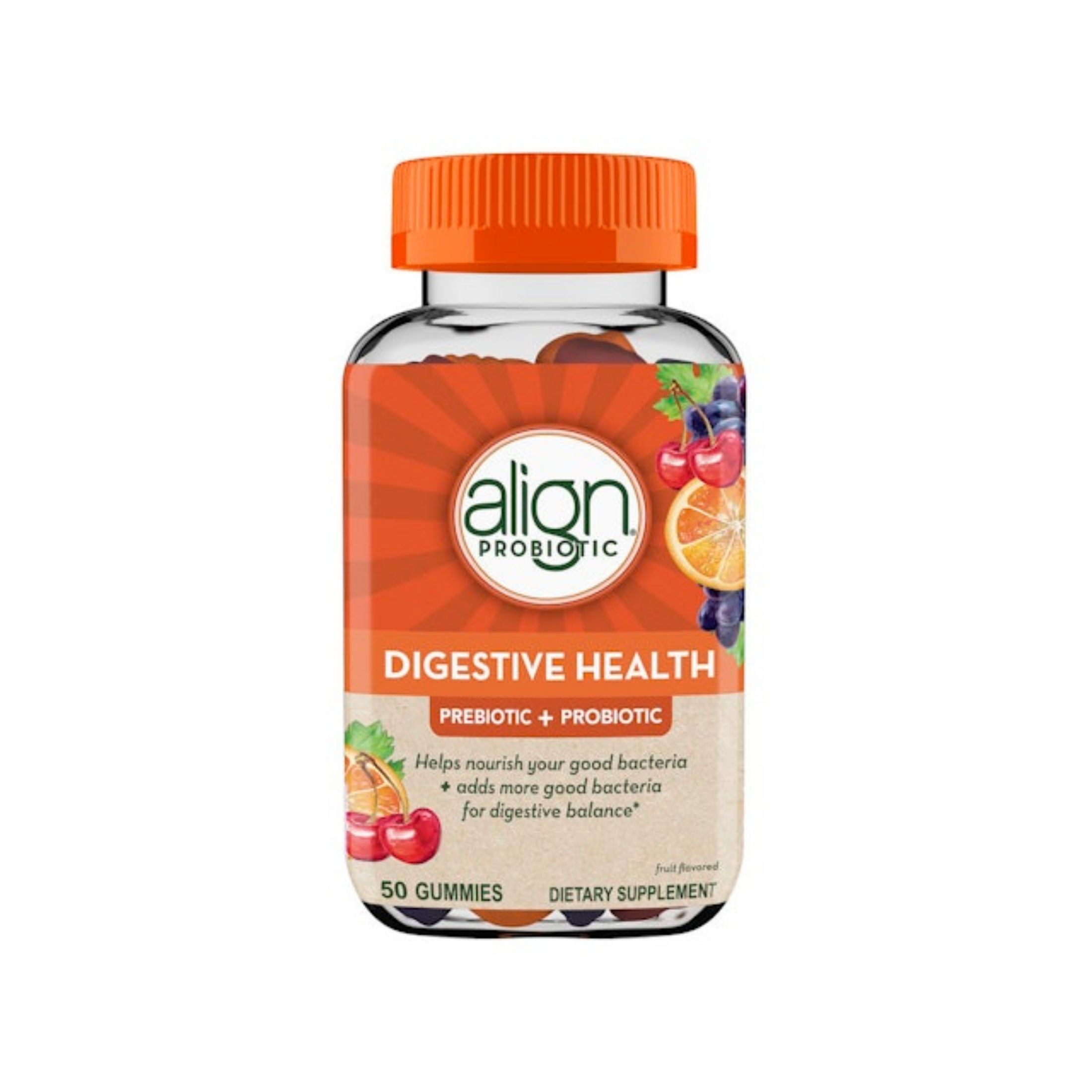 Align Digestive Health Prebiotic + Probiotic Supplement Gummies - Natural Fruit