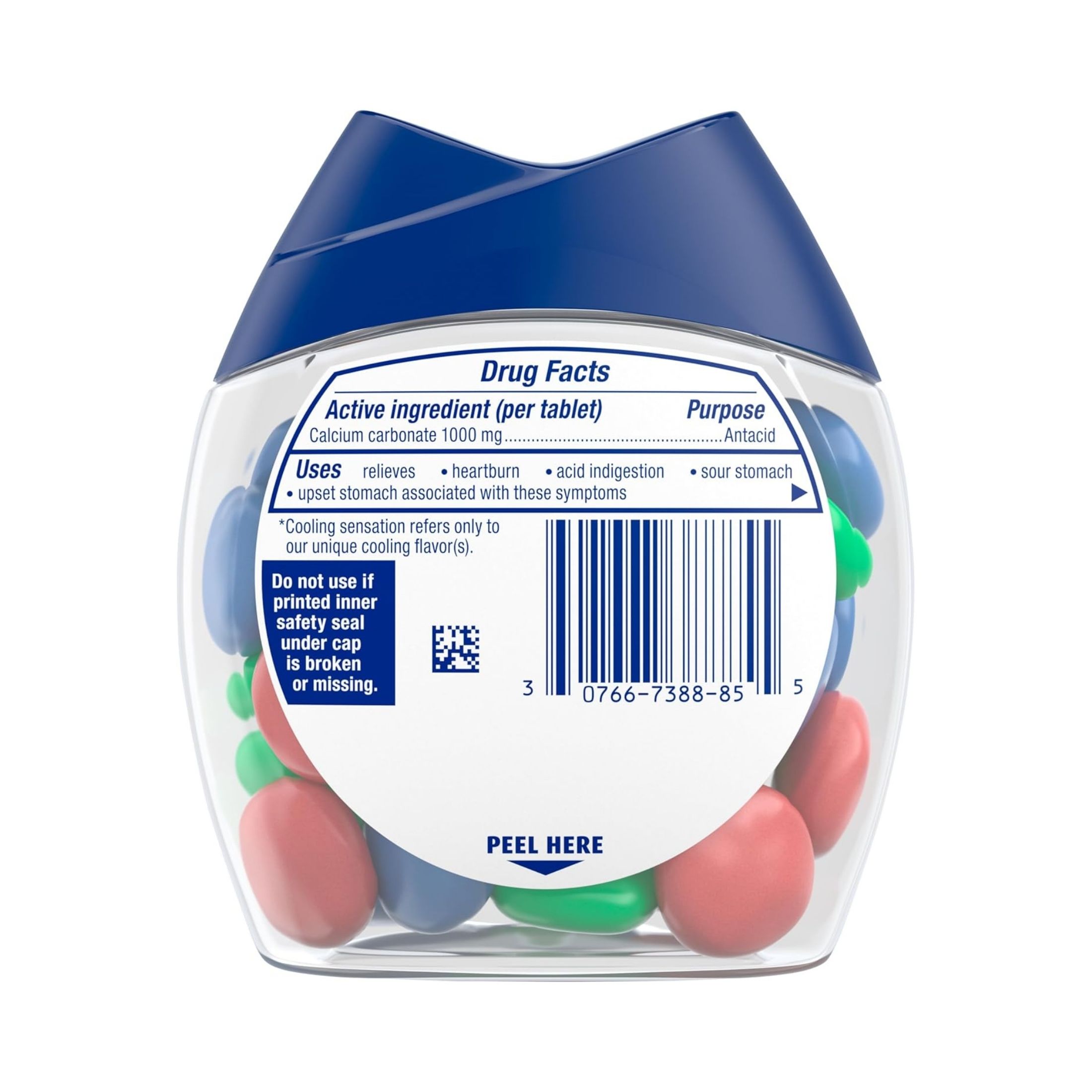 Tums Chewy Bites Fast Cooling Sensation Antacid, Fruit Fusion - 28 Tablets