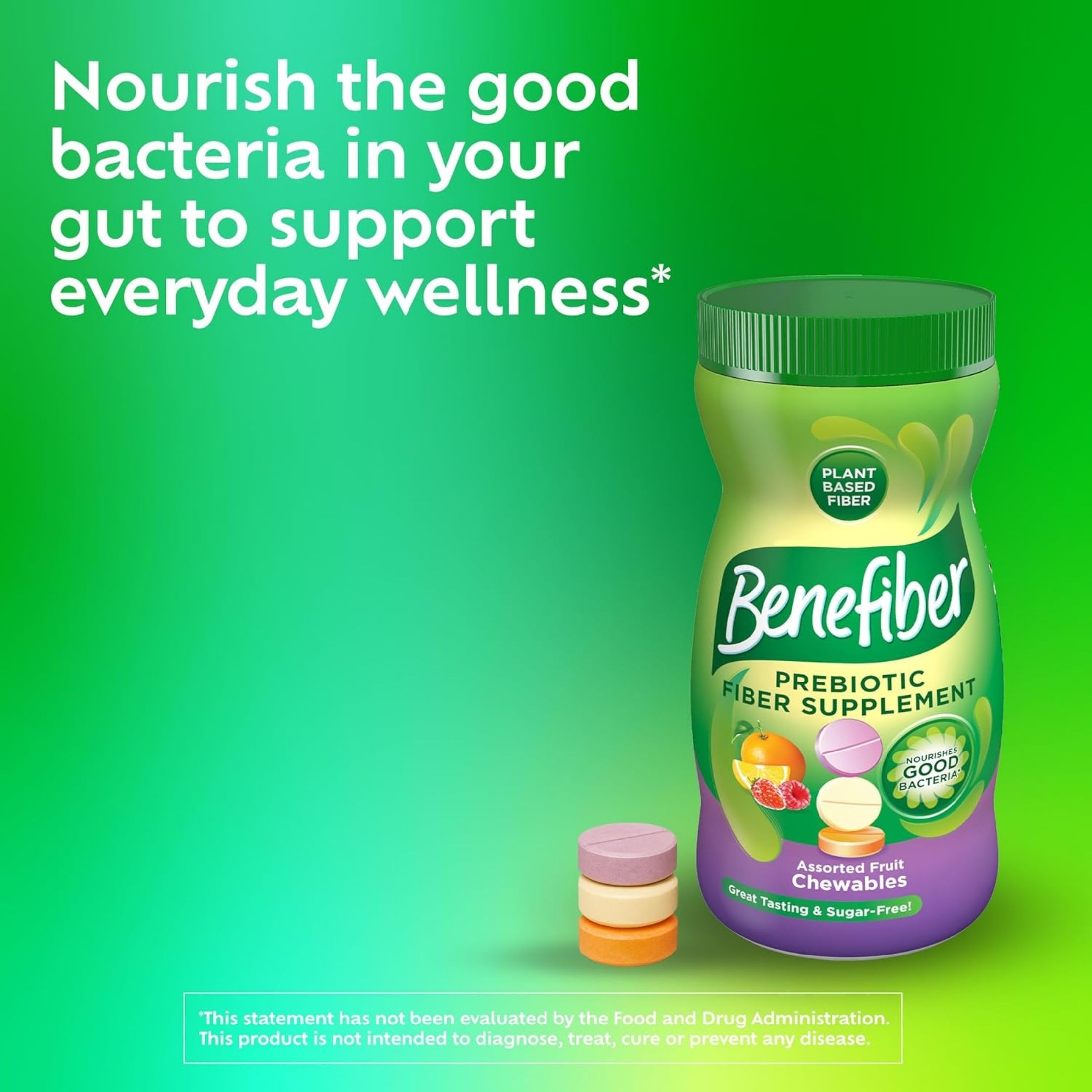 Benefiber Fiber Supplement Chewable Tablets Assorted Fruit