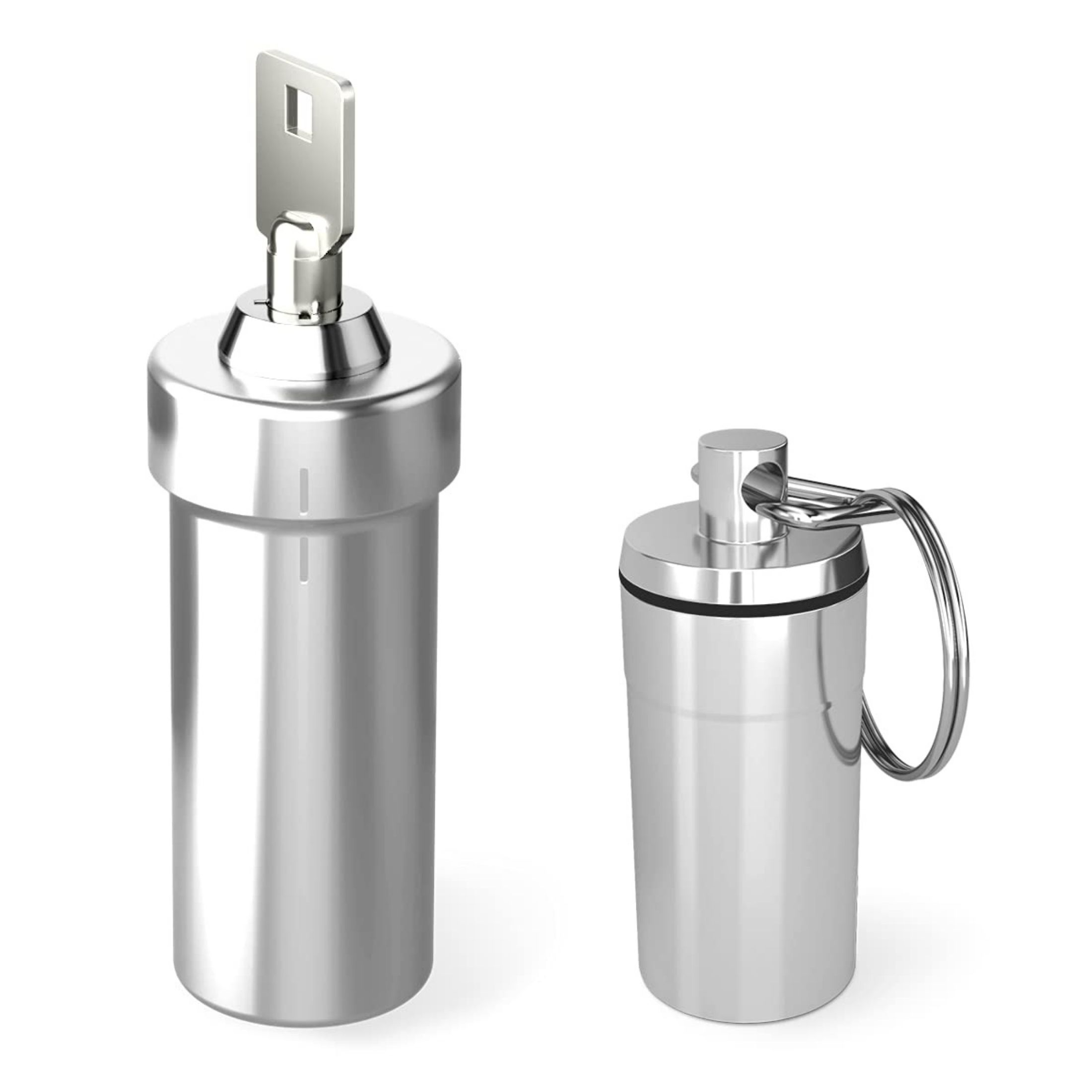 Ezy Dose | Pill Box And Medicine, Vitamin Container, Safe For Money Travel Items, Stainless Steel, 2 Keys With Lock Silver Large