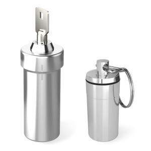 Ezy Dose | Pill Box And Medicine, Vitamin Container, Safe For Money Travel Items, Stainless Steel, 2 Keys With Lock Silver Large