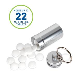 Ezy Dose | Pill Box And Medicine, Vitamin Container, Safe For Money Travel Items, Stainless Steel, 2 Keys With Lock Silver Large