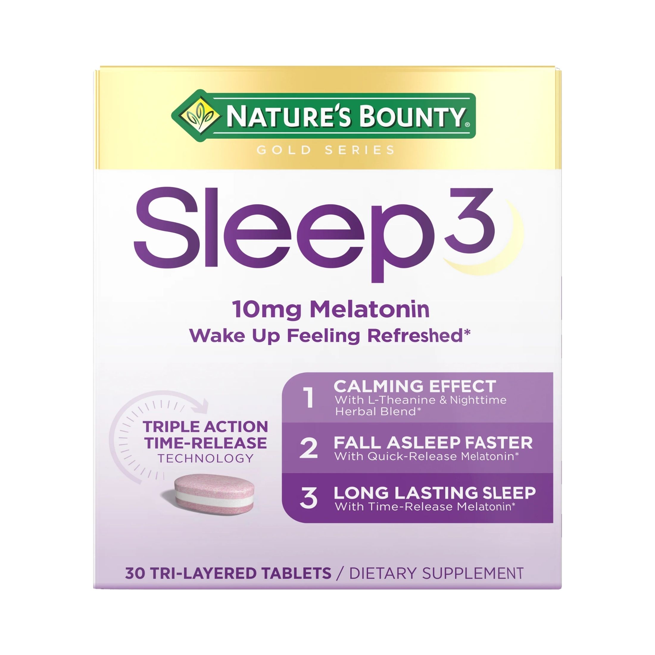 Nature's Bounty Sleep 3, 10 Mg Melatonin, Tri-Layered Tablets