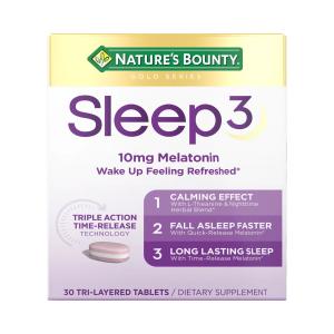Nature's Bounty Sleep 3, 10 Mg Melatonin, Tri-Layered Tablets