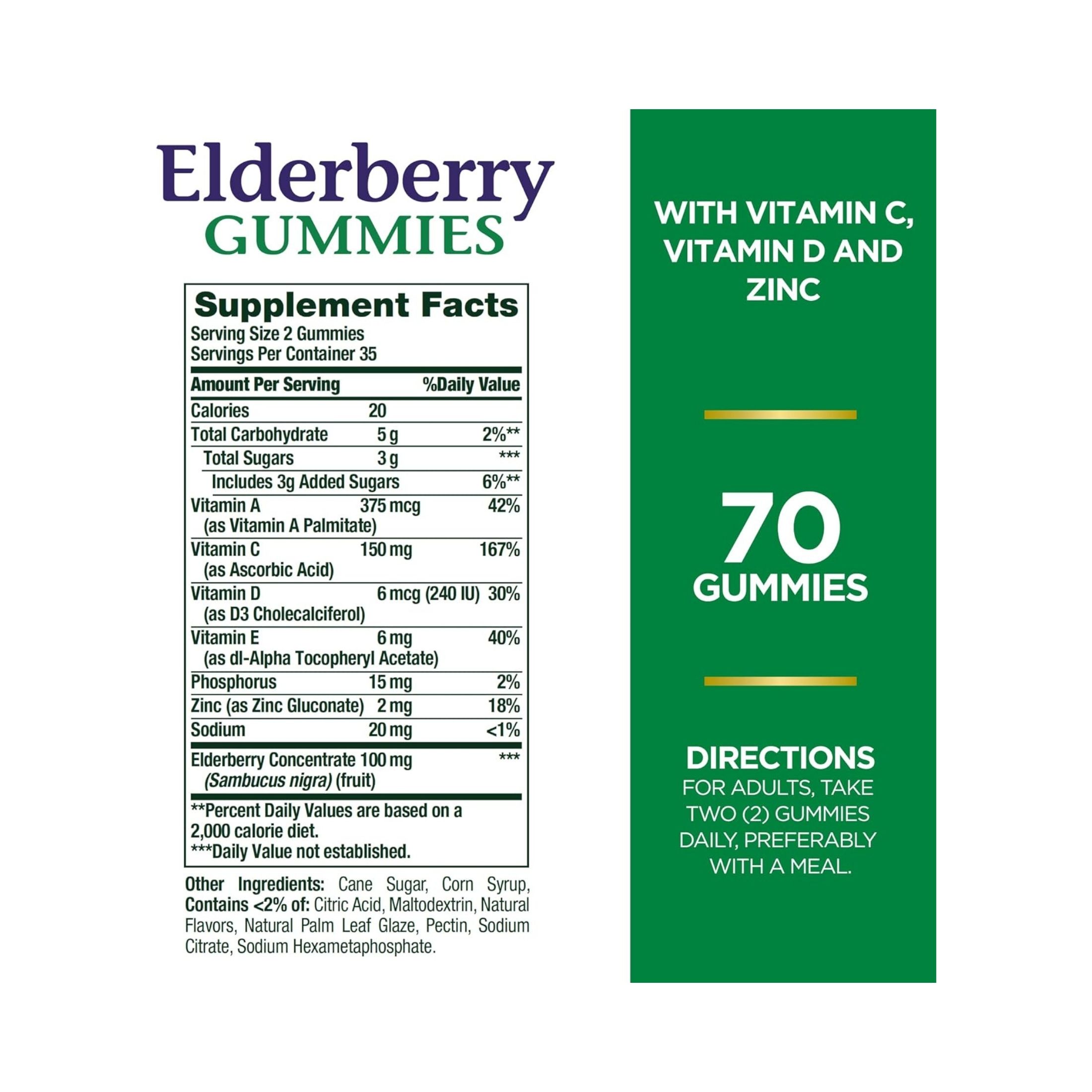 Nature's Bounty Elderberry Gummies, 100 Mg, 70 Gummies