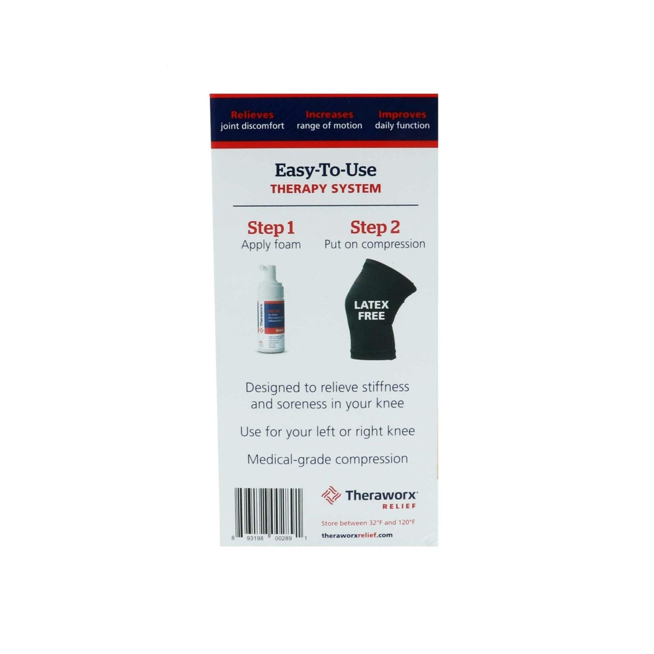 Theraworx Compression Knee Sleeve + Topical Foam, LG/XL