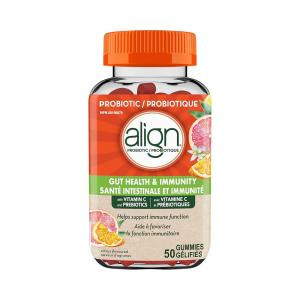 Align Gut Health And Immunity Support Prebiotics Probiotics Supplement Gummies, 50 Count With Vitamin C, Citrus Flavor