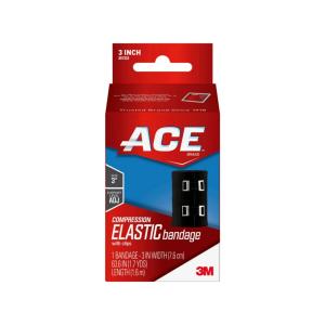 ACE Black Compression Elastic Bandage With Metal Clips - 3 Inch