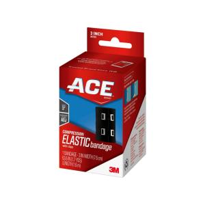 ACE Black Compression Elastic Bandage With Metal Clips - 3 Inch