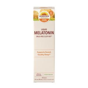Sundown Naturals Melatonin Liquid Nighttime Sleep Aid Cherry