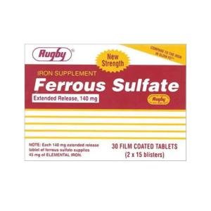 Rugby Iron Ferrous Sulfate Slow Release 45mg Tablets 30 Counts