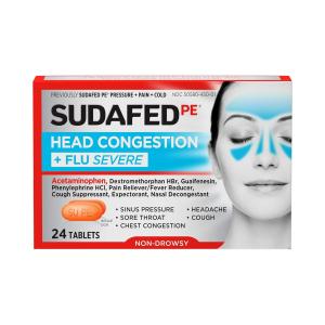 Sudafed PE Head Congestion + Flu Severe Tablets For Adults - 24ct