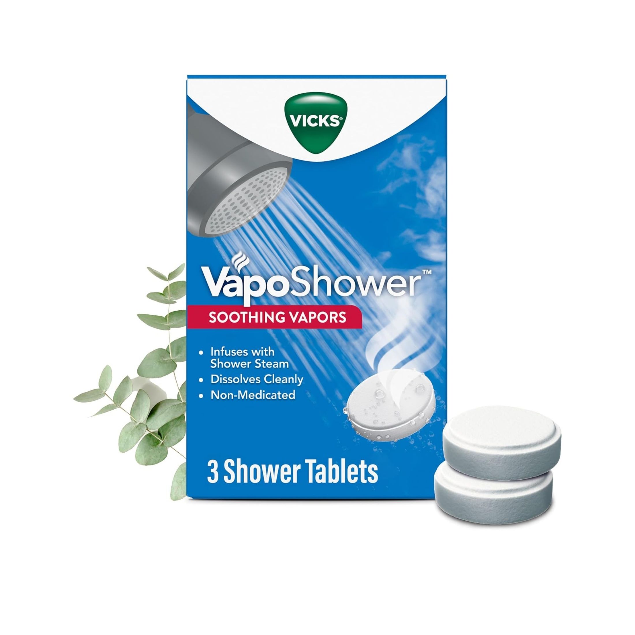 Vicks Vapo Shower, Dissolvable Shower Tablets, Soothing Non Medicated Vapors, 3 Ct