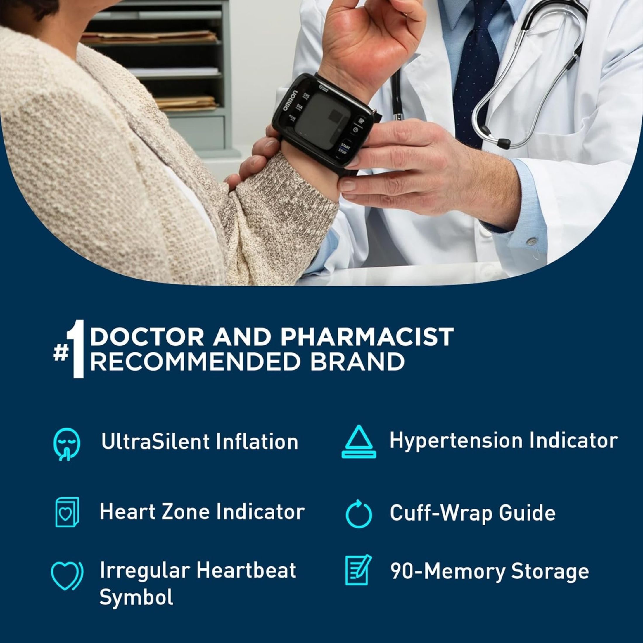 Omron 7 Series Wireless Wrist Blood Pressure Monitor Black BP6350