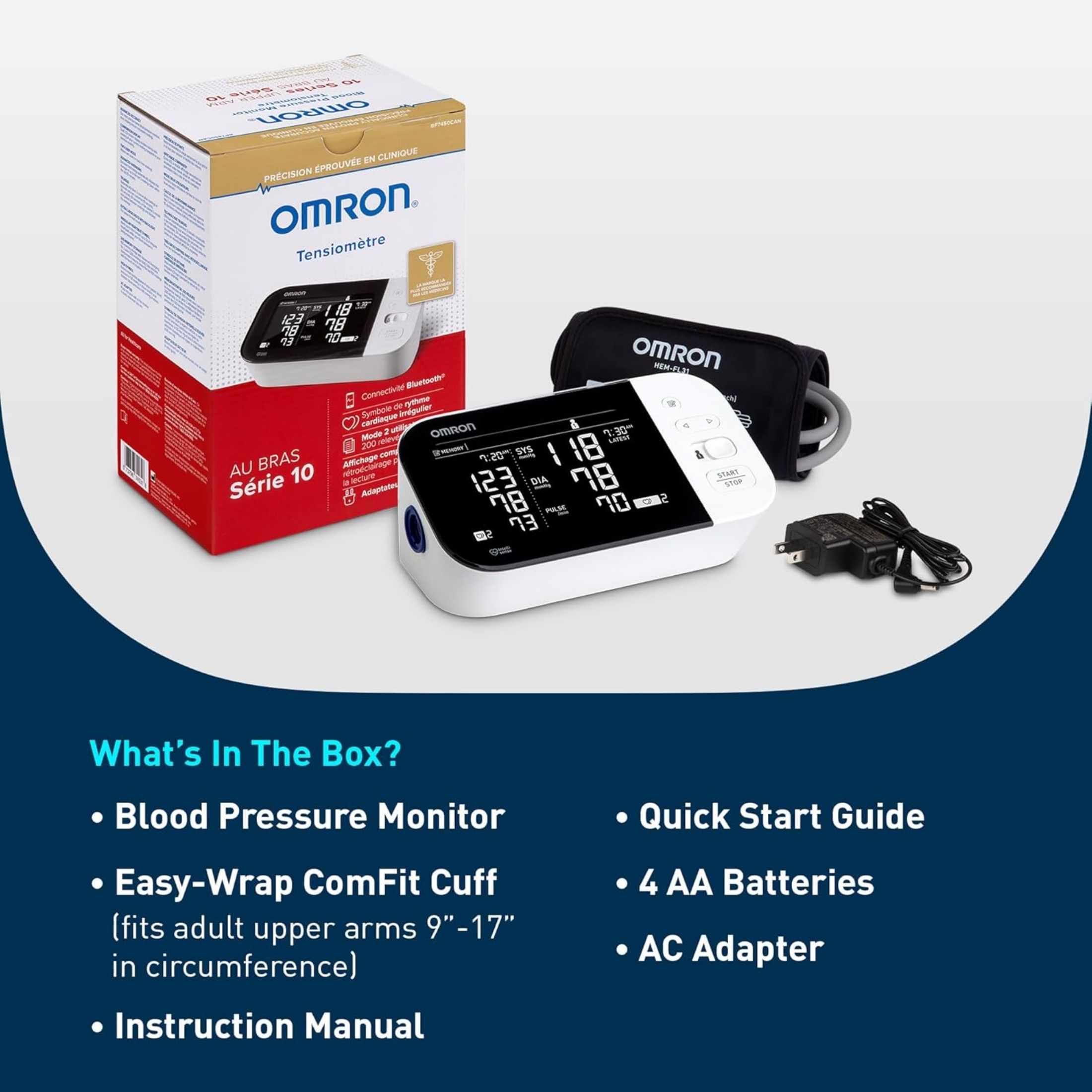Omron 10 Series Wireless Upper Arm Blood Pressure Monitor BP7450