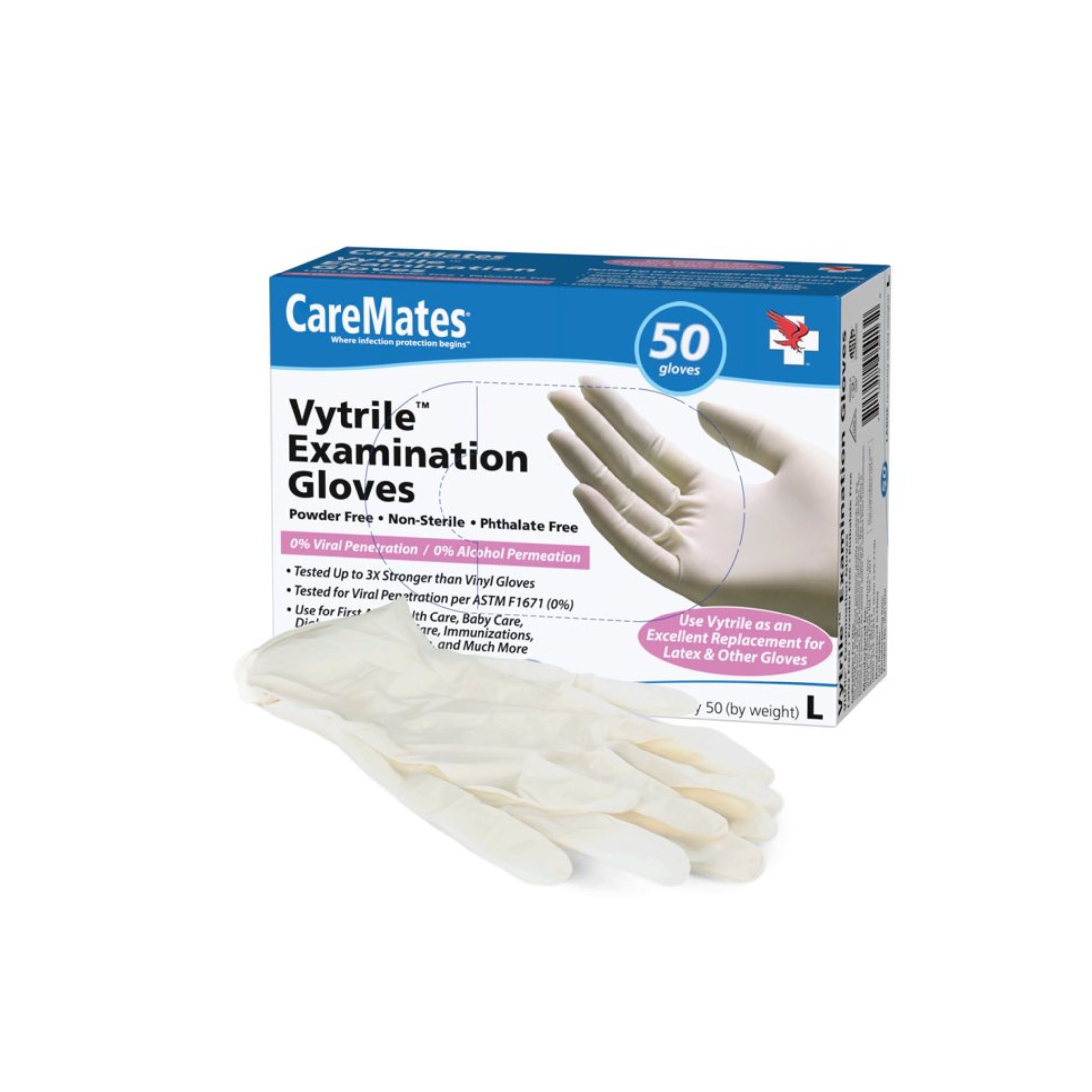 CareMates Vytrile Gloves Powder Free Medium 50ct