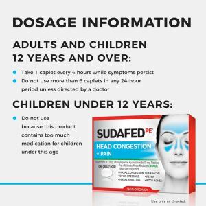 Sudafed PE Head Congestion + Pain, 200 Mg, Coated Caplets
