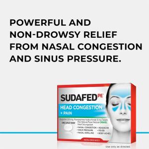 Sudafed PE Head Congestion + Pain, 200 Mg, Coated Caplets