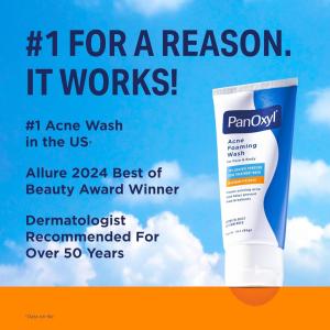 PanOxyl Acne Foaming Wash Benzoyl Peroxide 10 Maximum Strength Antimicrobial, 5.5 Ounce