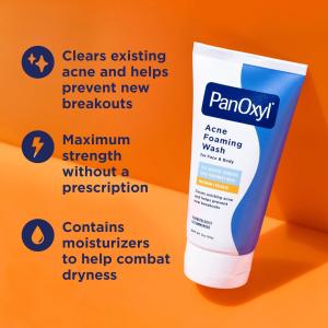 PanOxyl Acne Foaming Wash Benzoyl Peroxide 10 Maximum Strength Antimicrobial, 5.5 Ounce