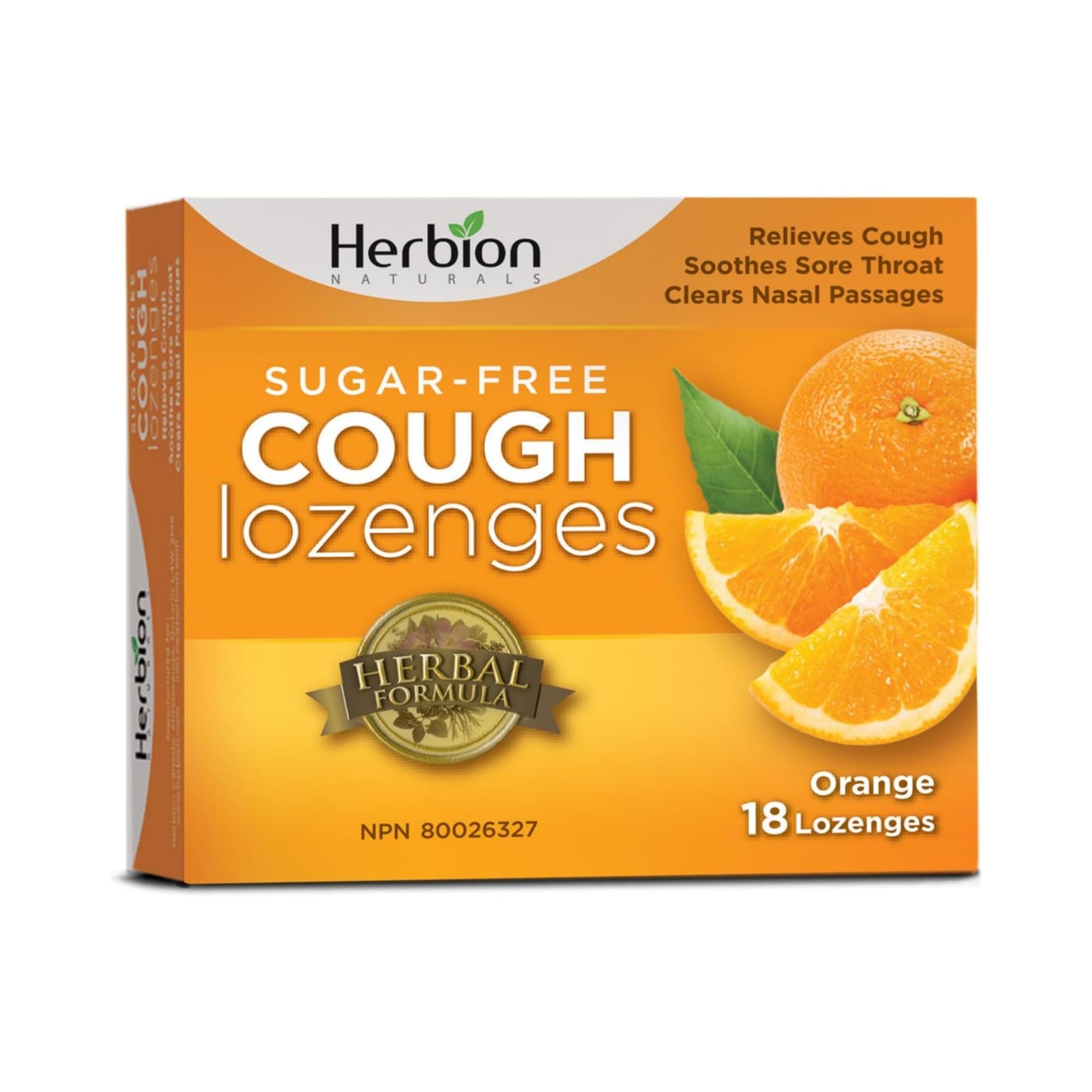 Herbion NATURALS: Cough Drops Orange No Sugar, 18 Tb