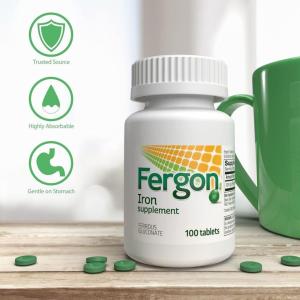 Fergon High Potency Iron Highly Soluble & Easily Digested, 27 Mg Iron, 100 Tablets