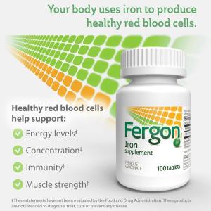 Fergon High Potency Iron Highly Soluble & Easily Digested, 27 Mg Iron, 100 Tablets