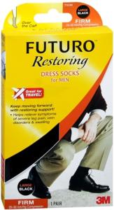 Futuro Restoring Dress Socks For Men, Firm, Black, Large, 1 Pair