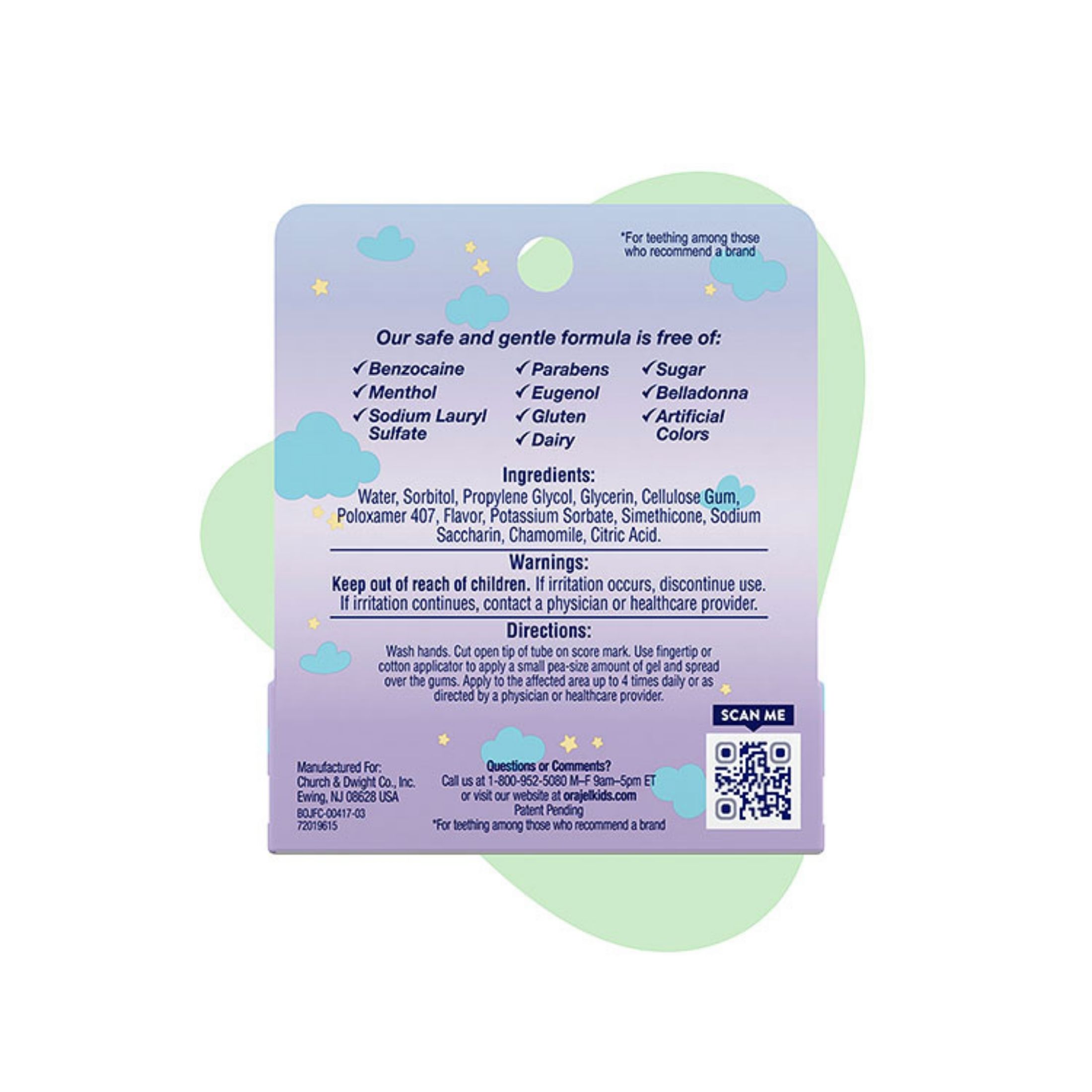 Orajel Baby Cooling Gel For Teething Drug-Free Nighttime 0.18 Oz