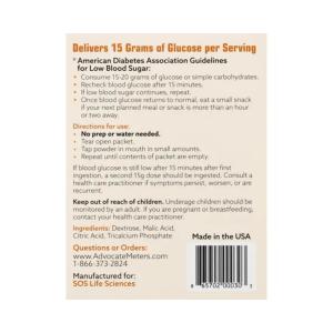 Advocate Glucose SOS Instant Dissolve Powder, Original Sweet & Tangy 3.3 Oz