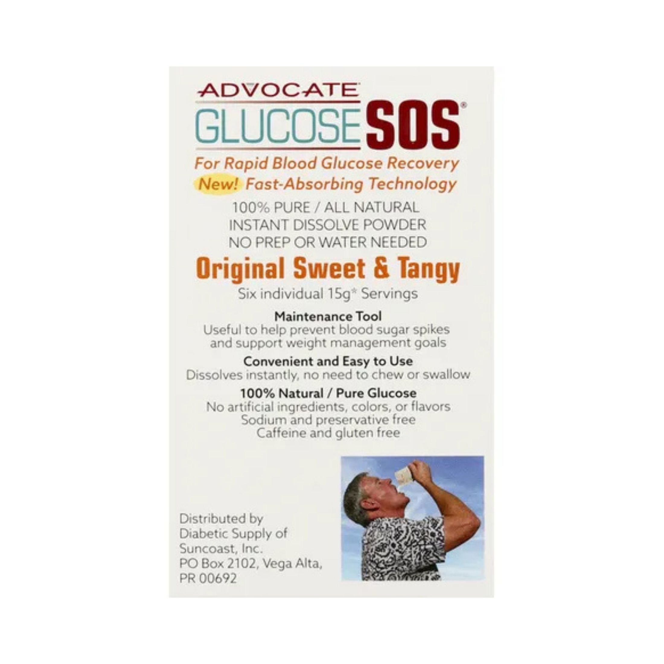 Advocate Glucose SOS Instant Dissolve Powder, Original Sweet & Tangy 3.3 Oz