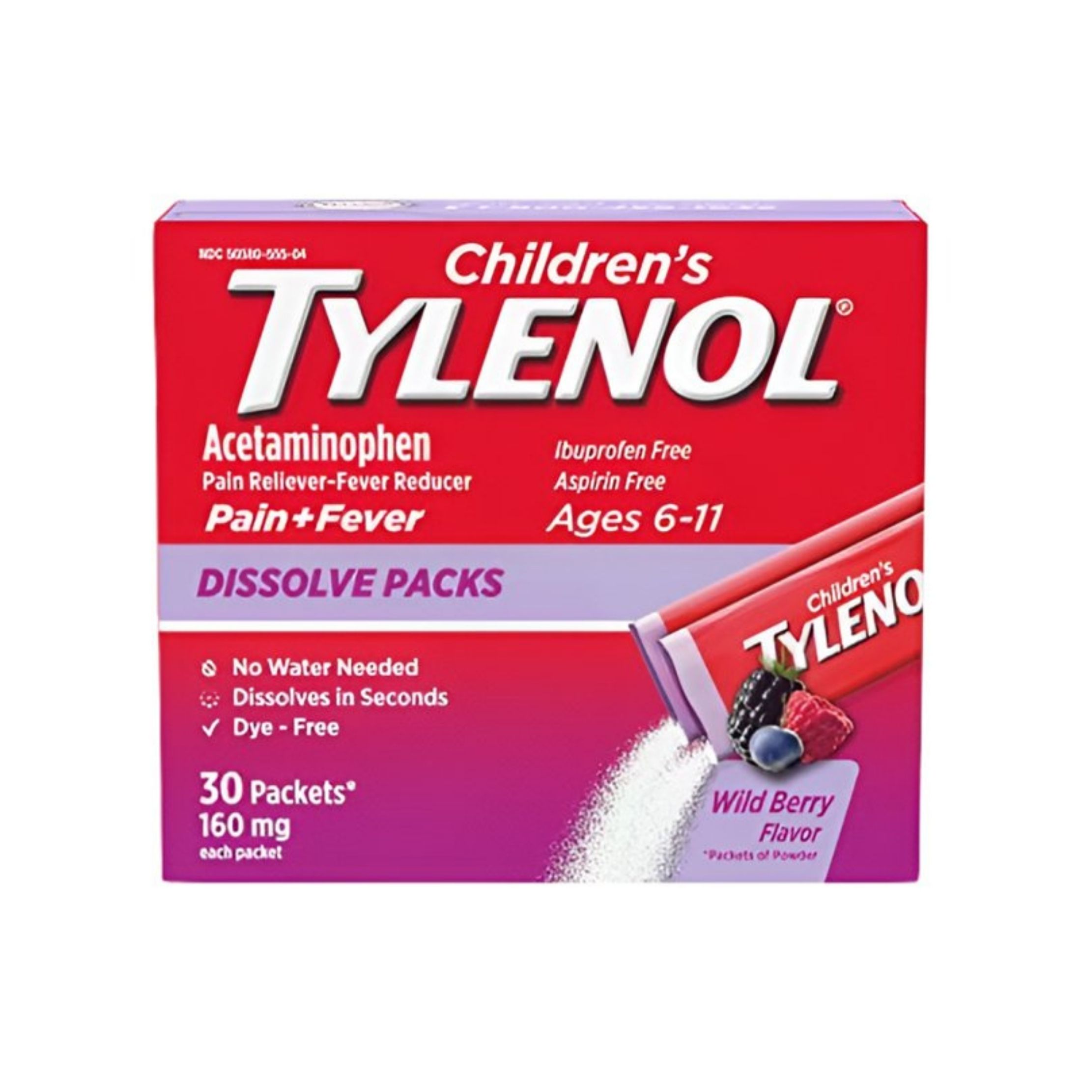 Tylenol Children's Acetaminophen Dissolve Packets, Wild Berry