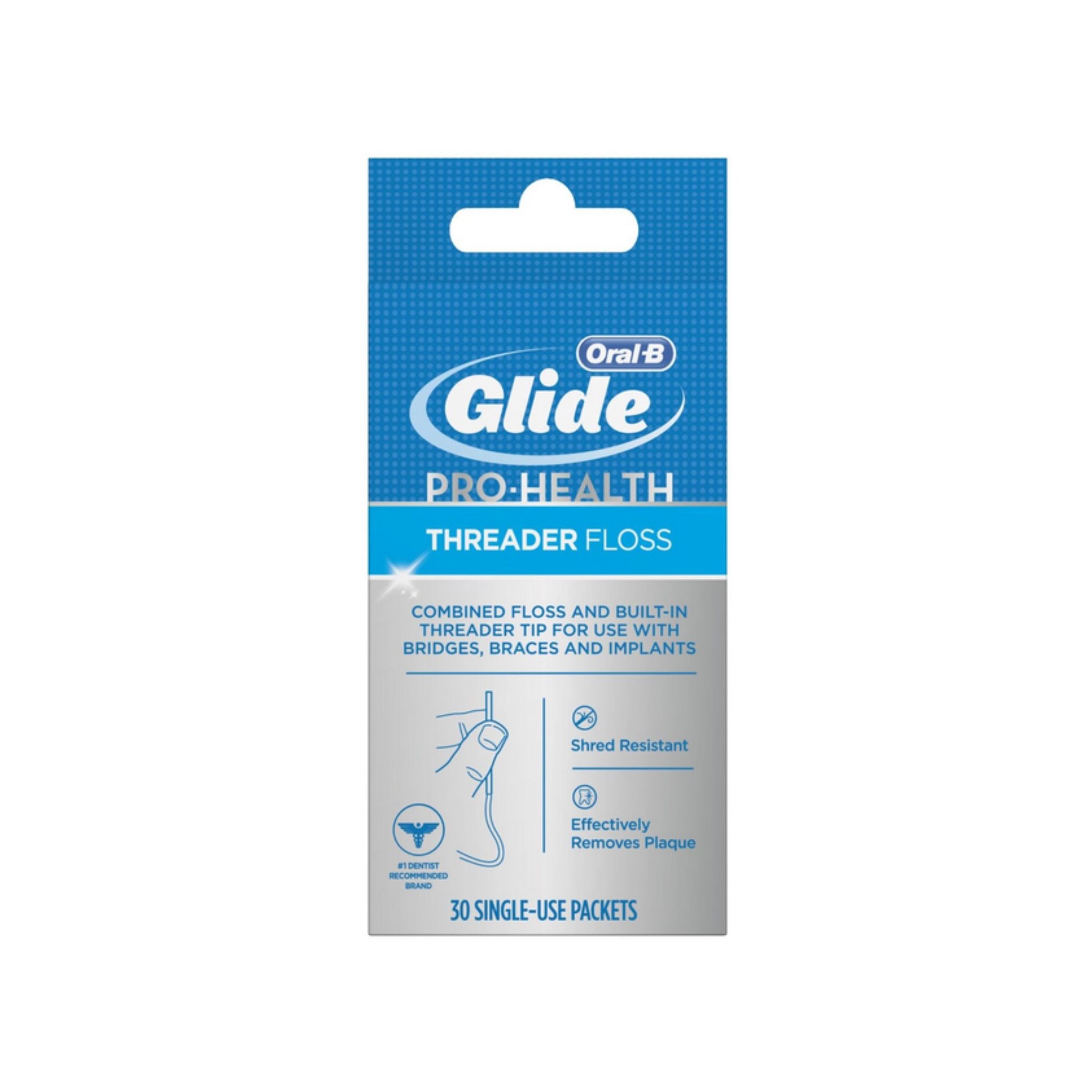 Oral-B Glide Pro-Health Threader Dental Floss For Bridges, Braces & Implants - 30ct
